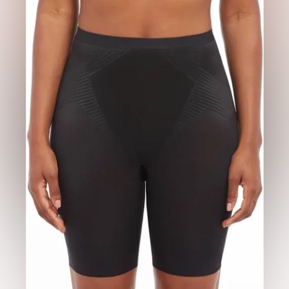 Spanx Thinstincts Girl Short 2.0 Black Sz L Targeted Shaping Slimming Shapewear